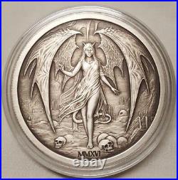 2016 Temptation of the Succubus 2oz Antique Silver Round Coin