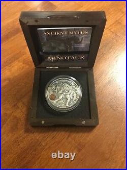 2017 2 Oz Silver $5 Niue Ancient Myths MINOTAUR Antique Finish Coin #285/500