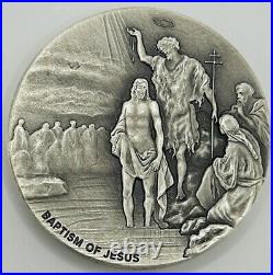 2017 2 oz. 999 Silver Coin Baptism of Jesus Biblical Coin Series Antiqued