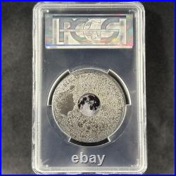 2017 $20 Moon Cook Islands 3 oz Silver. 999 Antique First Day FDOI PCGS MS 70