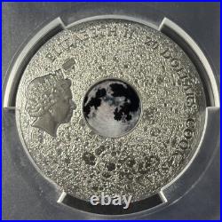 2017 $20 Moon Cook Islands 3 oz Silver. 999 Antique First Day FDOI PCGS MS 70