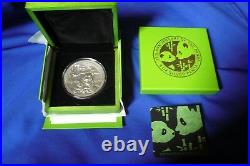 2017 Chinese Panda 35th Anniversary Fiji 8 oz. 999 Silver Antiqued Round Coin