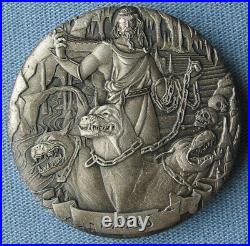 2017 Cook Islands $2 Gods of Olympus Hades 2oz. 999 Silver High Relief Antiqued