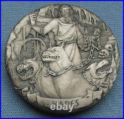 2017 Cook Islands $2 Gods of Olympus Hades 2oz. 999 Silver High Relief Antiqued