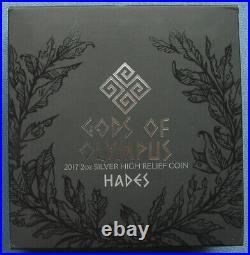 2017 Cook Islands $2 Gods of Olympus Hades 2oz. 999 Silver High Relief Antiqued