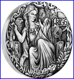 2017 Norse Goddesses Frigg 2oz Silver Antiqued High Relief Coin Antique
