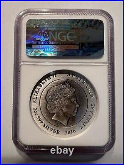 2017 P $2 2 oz. 999 Fine Silver Australian Koala High Relief NGC MS70 Antiqued