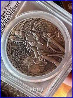 2017-P $2 Tuvalu Norse Goddesses Freya 2oz High Relief Antiqued PCGS PR70