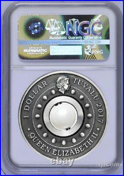 2017 P Tuvalu Dragon & Pearl ANTIQUED 1oz Silver $1 COIN NGC MS70 ER