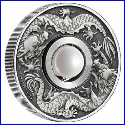2017 P Tuvalu Dragon & Pearl ANTIQUED 1oz Silver $1 COIN NGC MS70 ER