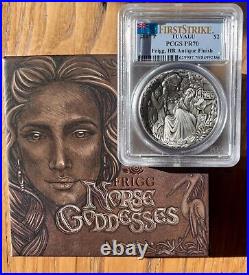 2017 Perth 2 oz Tuvalu Norse Gods Frigg. 9999 Silver Coin PCGS PR70 Antiqued