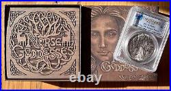 2017 Perth 2 oz Tuvalu Norse Gods Frigg. 9999 Silver Coin PCGS PR70 Antiqued