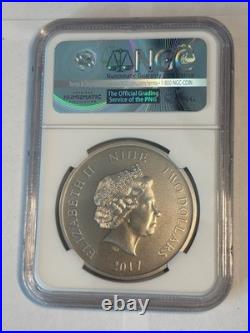 2017 Silver Niue $2 NGC PF70 Antiqued Zulus Warriors of History (Top Pop)