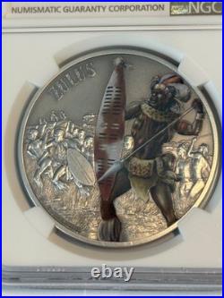 2017 Silver Niue $2 NGC PF70 Antiqued Zulus Warriors of History (Top Pop)