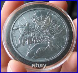 2017 Tuvalu Spider-man 1 oz. 9999 Silver Coin Antiqued Marvel