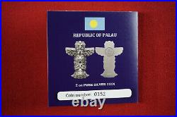 2018 $10 Palau Totem Pole 2oz. 999 Silver Antiqued Coin PCGS MS70 FDI COA+Box