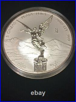2018 (4) Coin Set 5oz Silver Mexican Libertads BU, Proof, Rev. Proof, Antique
