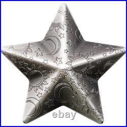 2018 $5 Palau Charms Shape TWINKLING STAR Antique Finish 1 Oz Silver Coin