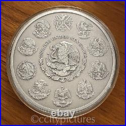 2018 5 oz Mexican Libertad 999 Fine Antique Finish Silver Coin in Capsule