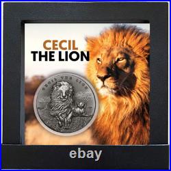 2018 African Lion CECIL High Releif 2 oz antique. 999 silver coin Cameroon b