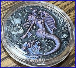2018 BIOT Mythical Creature Siren 2 oz Silver Proof High Relief Coin Iridescent