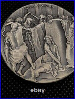 2018 Biblical Series Jesus Scourged 2 oz Silver Antiqued Coin NEW UNWRAPPED