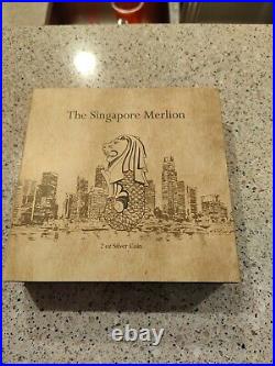 2018 Chad Singapore Merlion Antiqued 2 oz. 999 Silver Coin