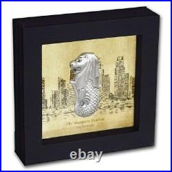 2018 Chad Singapore Merlion Antiqued 2 oz. 999 Silver Coin Only 908 Minted