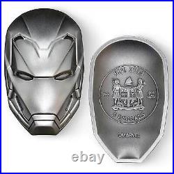 2018 Iron Man Mask $5 Fiji 2oz Silver High Relief Antiqued Coin Marvel Comics