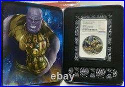 2018 Marvel Avengers Infinity War Thanos 2 Oz. Silver Coin Ngc Pf69 Antiqued