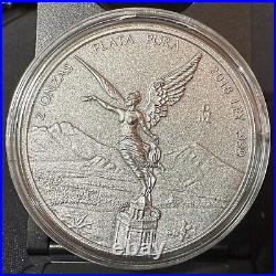 2018 Mexico 2 oz. 999 Silver Libertad Antiqued Finish In Capsule 2000 Mintage