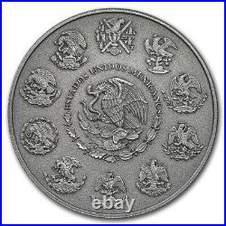 2018 Mexico 2 oz. 999 Silver Libertad Antiqued Finish In Capsule 2000 Mintage