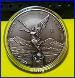 2018 Mexico 5 Onza Libertad Antique Finished by Private Mint Silver Plata Pura