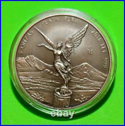 2018 Mexico 5 Onza Libertad Antique Finished by Private Mint Silver Plata Pura