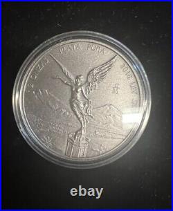 2018 Mexico Libertad 2 oz Antique Finish. 999 Fine Silver Coin In Capsule