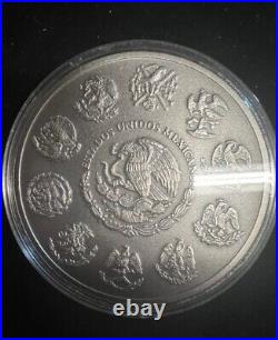 2018 Mexico Libertad 2 oz Antique Finish. 999 Fine Silver Coin In Capsule