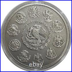 2018 Mexico Libertad 5 oz Antiqued Mexican. 999 Fine Silver Coin In Capsule