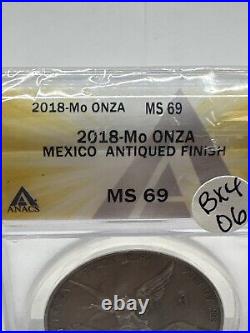 2018 Mo Mexico 1 Oz Onza Silver Libertad Antiqued ANACS MS69 BX4-06