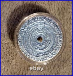 2018 Niue Pingualuit Meteorite Crater Blue Antique 1 oz silver coin Mintage 666