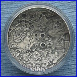 2018 Niue $! Solar System Vesta NWA 4664 Meteorite 1 oz. 999 Silver Antiqued