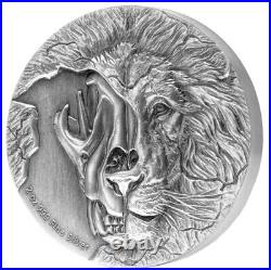 2018 Niue The Beast's Skull Endangered Asiatic Lion 2oz Silver Antique Coin