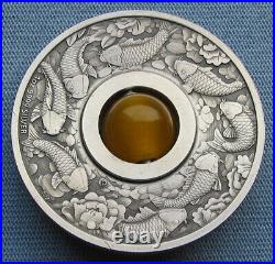 2018-P Tuvalu $1 Good Luck 8 Koi Fish & Topaz Rotating Charm 1oz Silver Coin 2018-P Tuvalu $1 Good Luck 8 Koi Fish & Topaz Rotating Charm 1oz Silver Coin