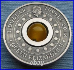 2018-P Tuvalu $1 Good Luck 8 Koi Fish & Topaz Rotating Charm 1oz Silver Coin 2018-P Tuvalu $1 Good Luck 8 Koi Fish & Topaz Rotating Charm 1oz Silver Coin