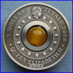 2018-P Tuvalu $1 Good Luck 8 Koi Fish & Topaz Rotating Charm 1oz Silver Coin 2018-P Tuvalu $1 Good Luck 8 Koi Fish & Topaz Rotating Charm 1oz Silver Coin
