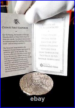 2018 TERRACOTTA WARRIORS Qin Shi Huang Fiji 5oz antiqued silver coin