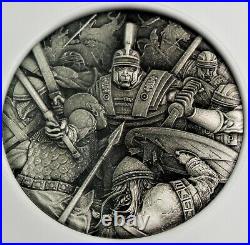 2018 Tuvalu 2 oz. 999 silver antique coin warfare roman legion MS70