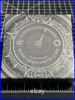 2018 Tuvalu Thermometer 2oz Silver Antiqued Coin With Box And COA