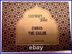 2019 1oz. 999 Antiqued FINE SILVER COIN. LEGENDARY TALES. SINBAD THE SAILOR