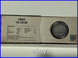 2019 1oz. 999 Antiqued FINE SILVER COIN. LEGENDARY TALES. SINBAD THE SAILOR