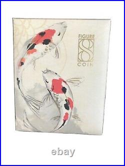 2019 2 Ounce Silver Figure 8 Koi fish Antiqued Coin